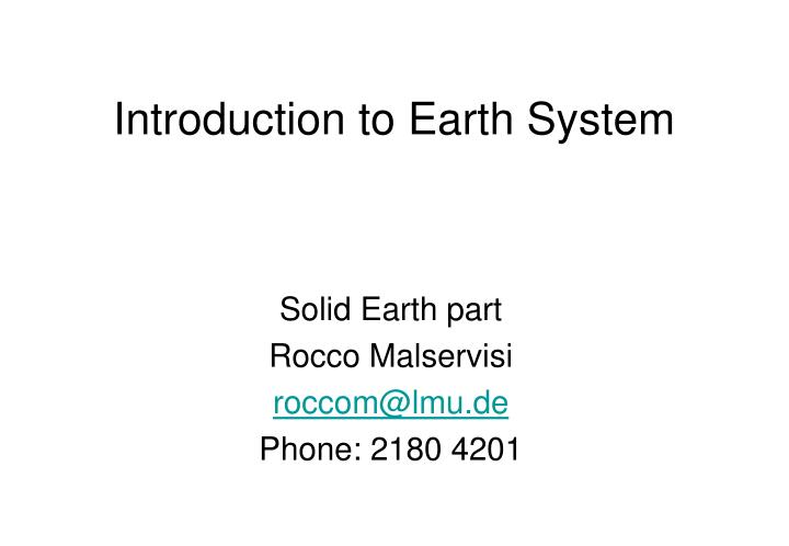 introduction to earth system