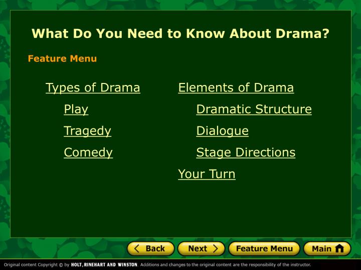 what do you need to know about drama