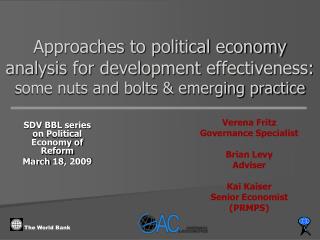 SDV BBL series on Political Economy of Reform March 18, 2009