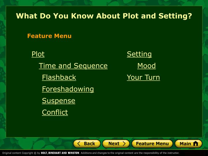 what do you know about plot and setting