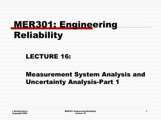 MER301: Engineering Reliability