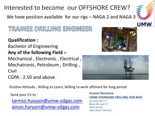 Interested to become our OFFSHORE CREW?