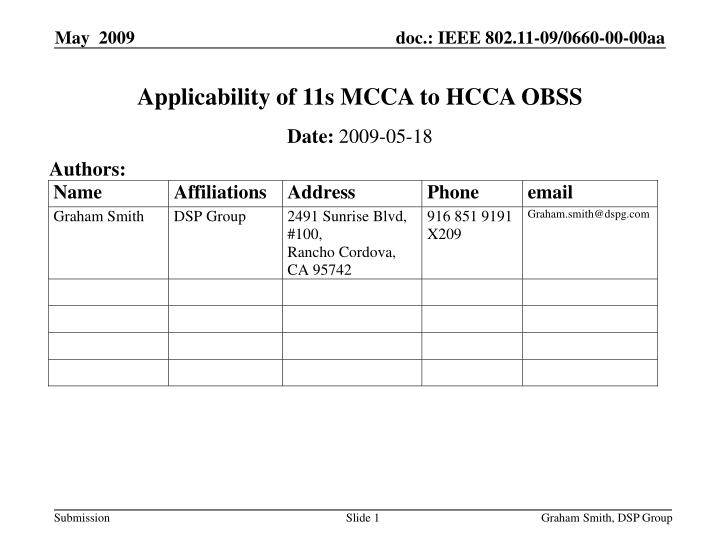 applicability of 11s mcca to hcca obss