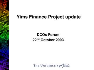 Yims Finance Project update