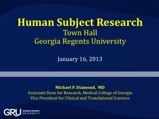 Human Subject Research Town Hall Georgia Regents University