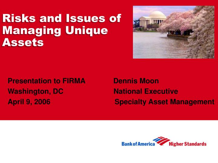 risks and issues of managing unique assets