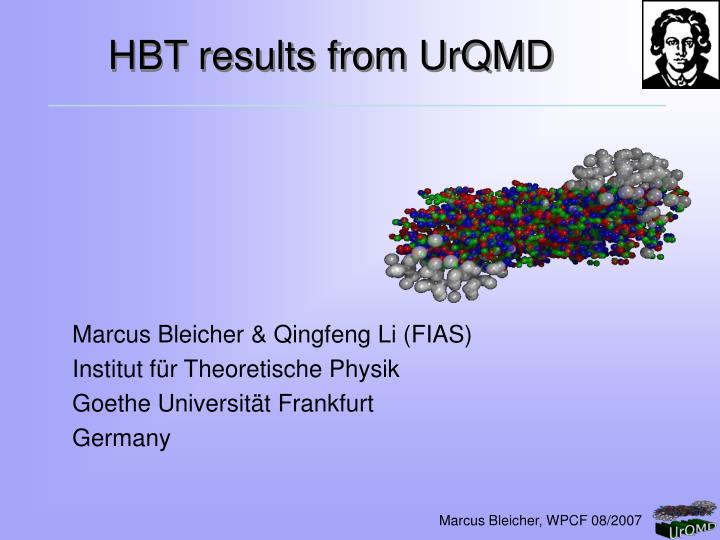 hbt results from urqmd