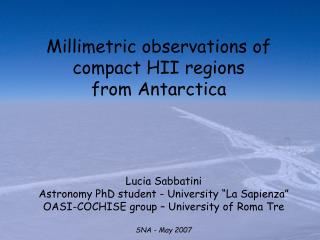 Millimetric observations of compact HII regions from Antarctica