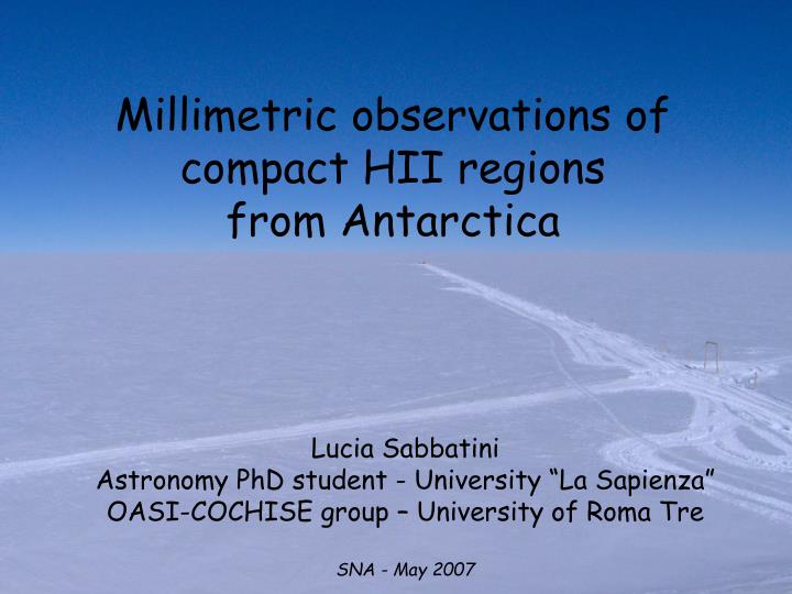 millimetric observations of compact hii regions from antarctica