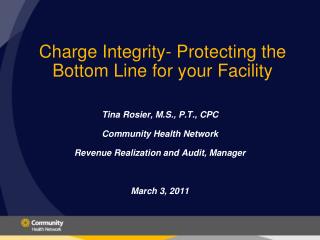 Charge Integrity- Protecting the Bottom Line for your Facility