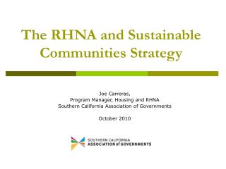 The RHNA and Sustainable Communities Strategy