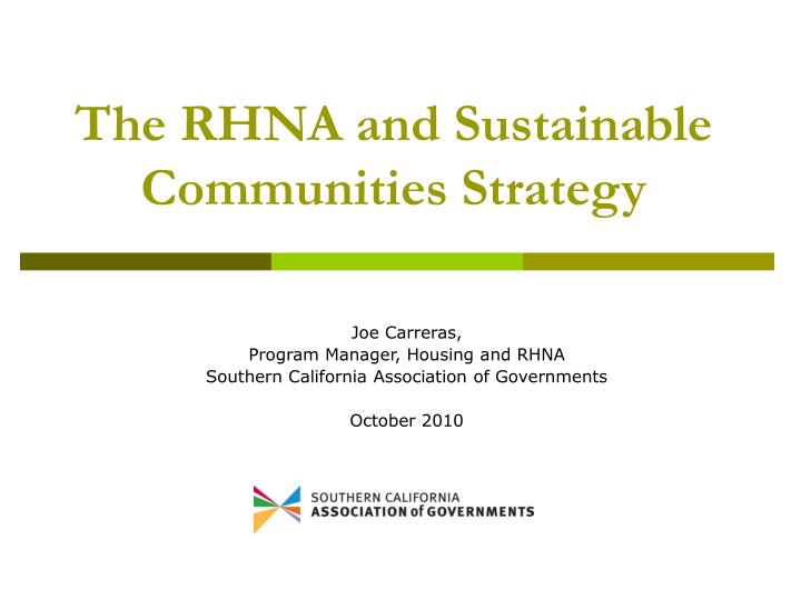 the rhna and sustainable communities strategy