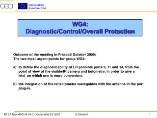 WG4: Diagnostic/Control/Overall Protection