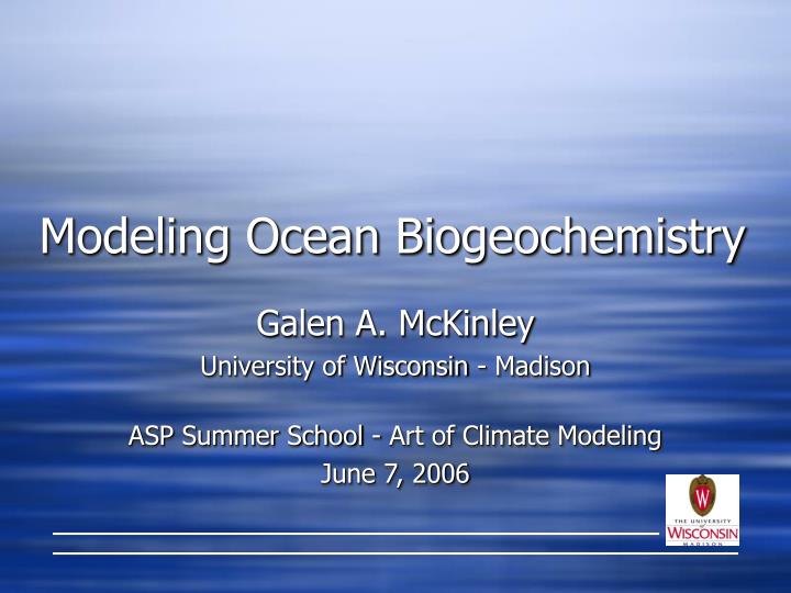modeling ocean biogeochemistry