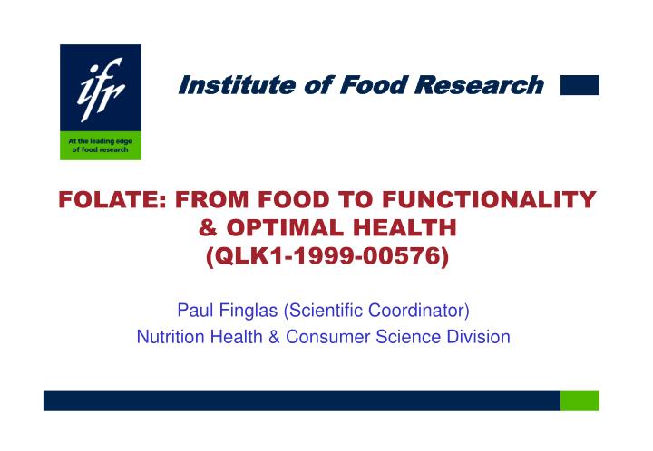 folate from food to functionality optimal health qlk1 1999 00576