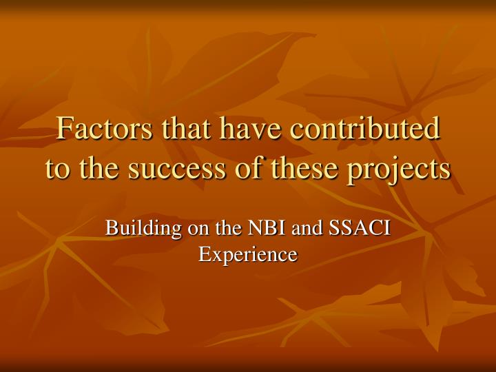 factors that have contributed to the success of these projects