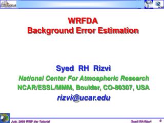 WRFDA Background Error Estimation