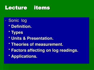 Lecture items