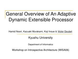 General Overview of A n Adaptive Dynamic Extensible Processor