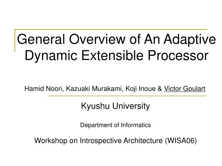 general overview of a n adaptive dynamic extensible processor