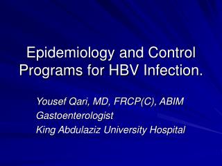 Epidemiology and Control Programs for HBV Infection.