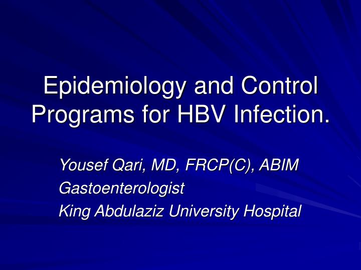 epidemiology and control programs for hbv infection