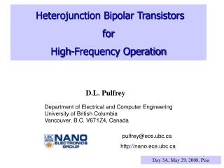 Heterojunction Bipolar Transistors for High-Frequency Operation