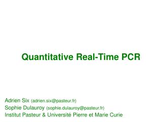 Quantitative Real-Time PCR