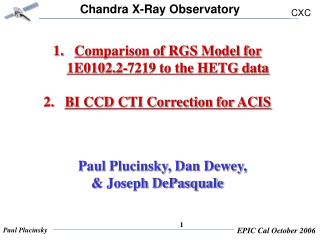 Comparison of RGS Model for 1E0102.2-7219 to the HETG data BI CCD CTI Correction for ACIS