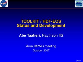 TOOLKIT / HDF-EOS Status and Development