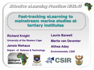 Fast-tracking eLearning to mainstream marine studies at tertiary institutes