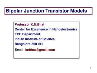 Bipolar Junction Transistor Models