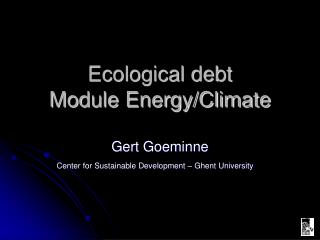 Ecological debt Module Energy/Climate