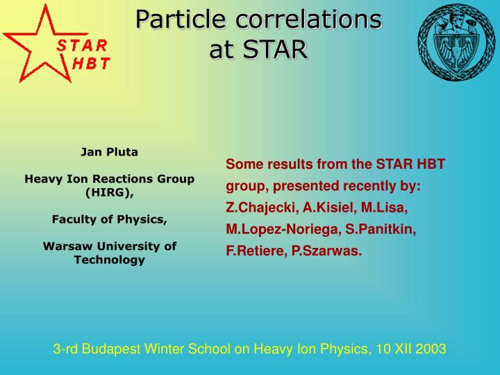 p article correlations at star