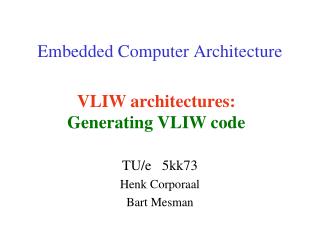 Embedded Computer Architecture