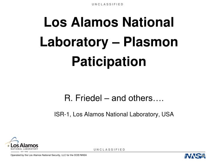 r friedel and others isr 1 los alamos national laboratory usa