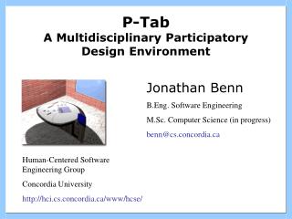 P-Tab A Multidisciplinary Participatory Design Environment