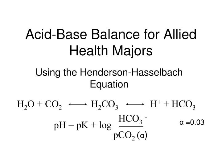 acid base balance for allied health majors