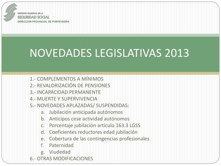 novedades legislativas 2013