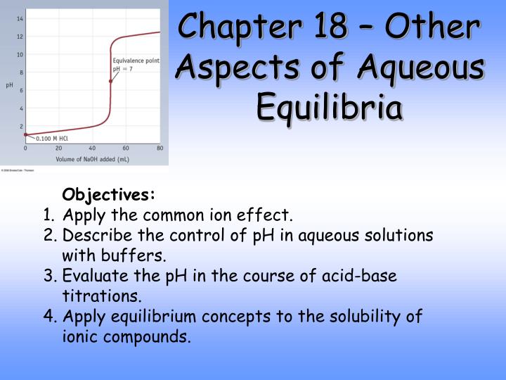 chapter 18 other aspects of aqueous equilibria