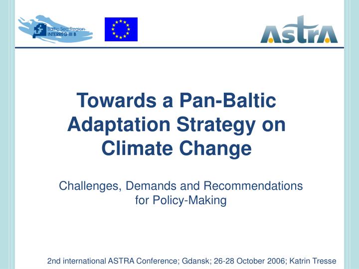 towards a pan baltic adaptation strategy on climate change