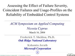ACM Symposium on Applied Computing Nicosia Cyprus March 16, 2004