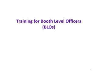 Training for Booth Level Officers (BLOs)