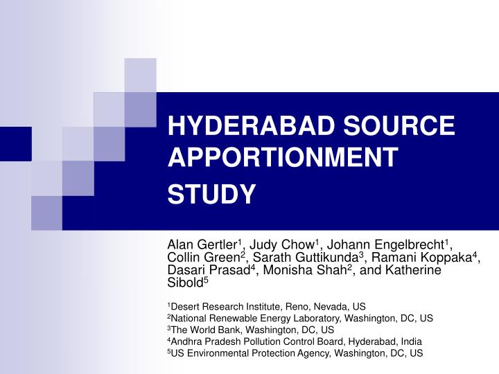 hyderabad source apportionment study