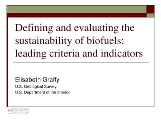 Defining and evaluating the sustainability of biofuels: leading criteria and indicators
