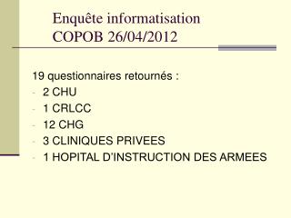 enqu te informatisation copob 26 04 2012