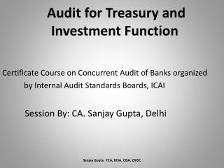 Audit for Treasury and Investment Function