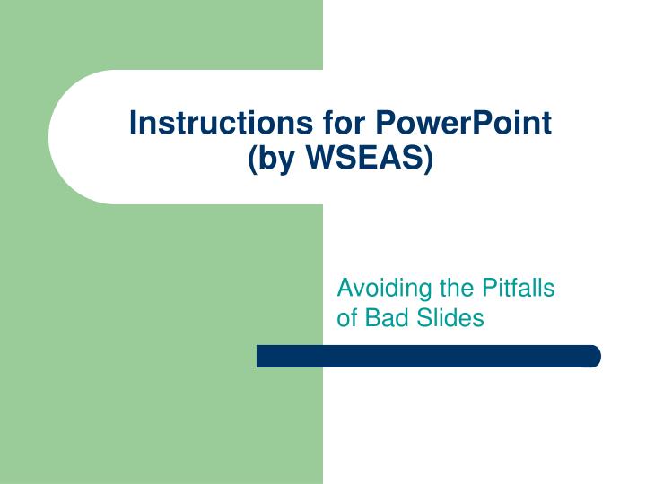 instructions for powerpoint by wseas