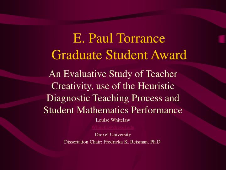 e paul torrance graduate student award