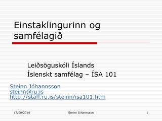 einstaklingurinn og samf lagi